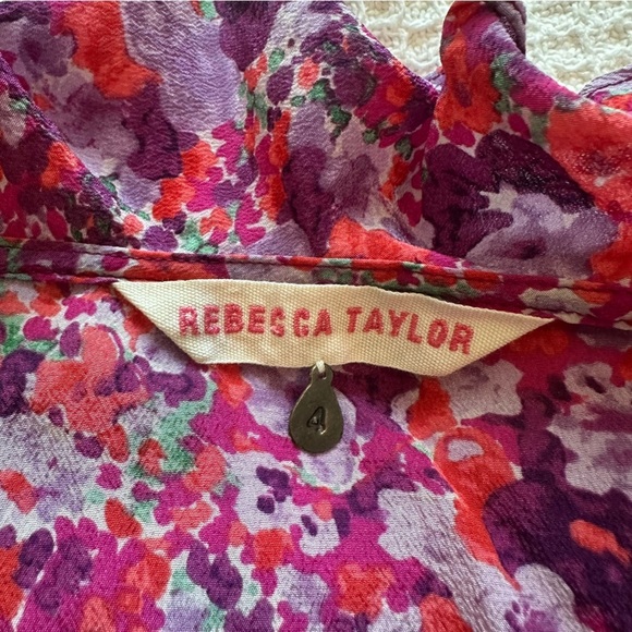 Rebecca Taylor 100% silk Spring Blossom Romper size 4 flower summer womens - Picture 4 of 12